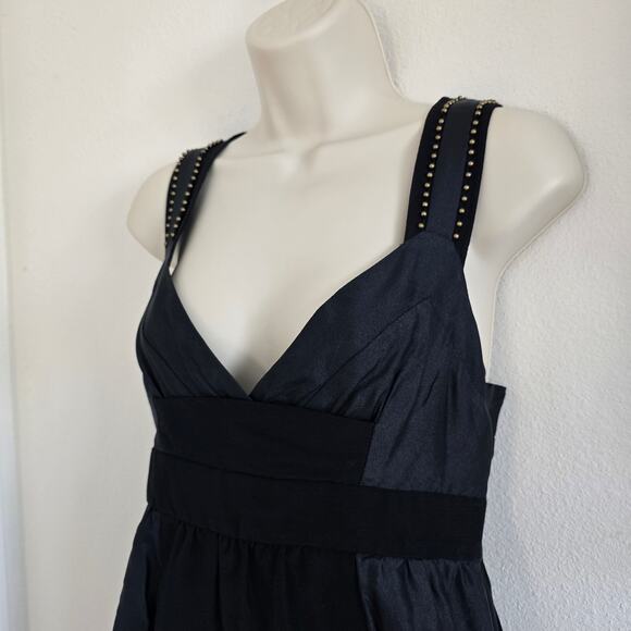 See By Chloe Black Mini Studded Babydoll Party Dress Size 2 Cotton Silk Blend - Picture 2 of 10